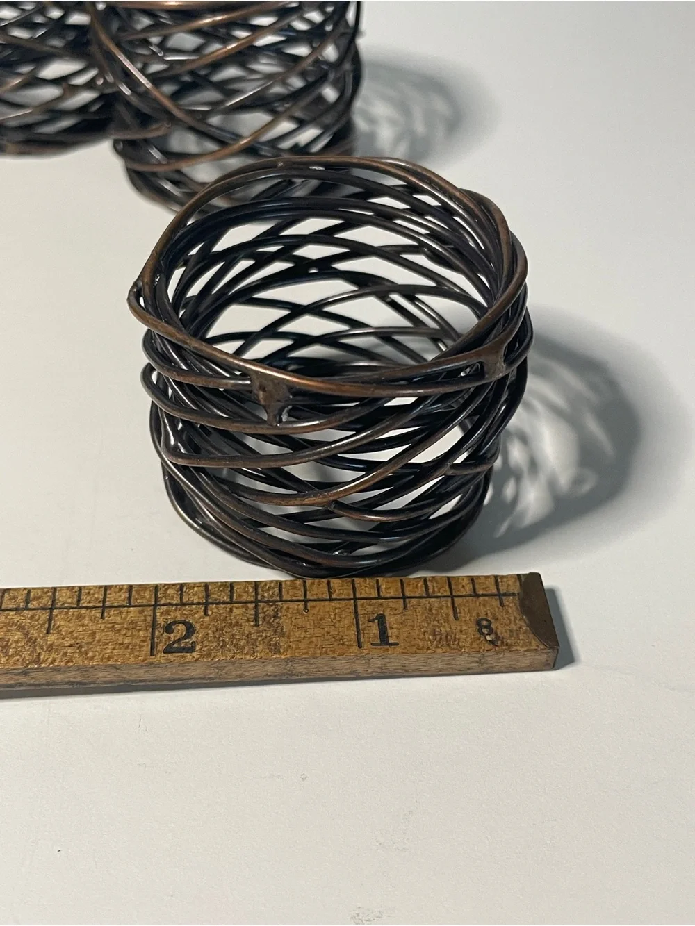 Set of 4 Woven Rattan Napkin Rings - Dark Brown